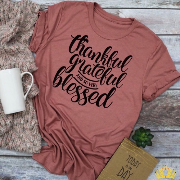 Thankful Grateful Blessed Women’s Thanksgiving Tee - Picture 1 of 2